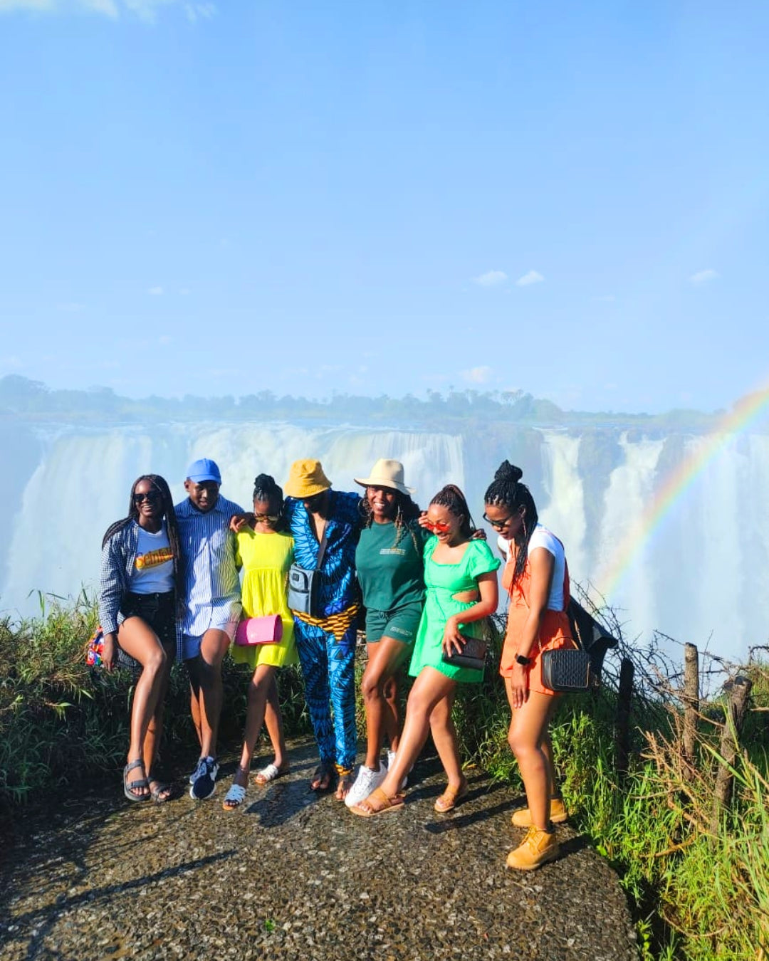 Thrifty Adventures travellers at Victoria Falls on the September 2026 tour